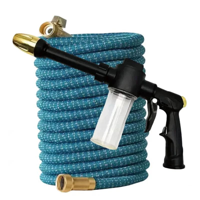 1 set di tubi telescopici in gomma con ugello ad alta pressione - adatti per lavaggio auto, giardinaggio, filettatura standard americana