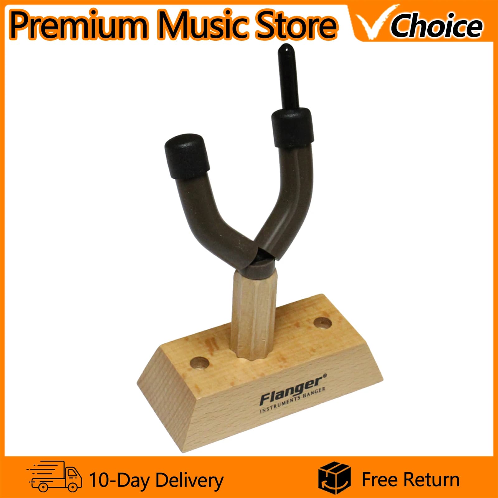 Supporto da Parete per Violino Flanger FH-03, Gancio da Muro per Violino, Viola, Chitarra, Mandolino, Banjo, Ukulele, Supporto per Manico