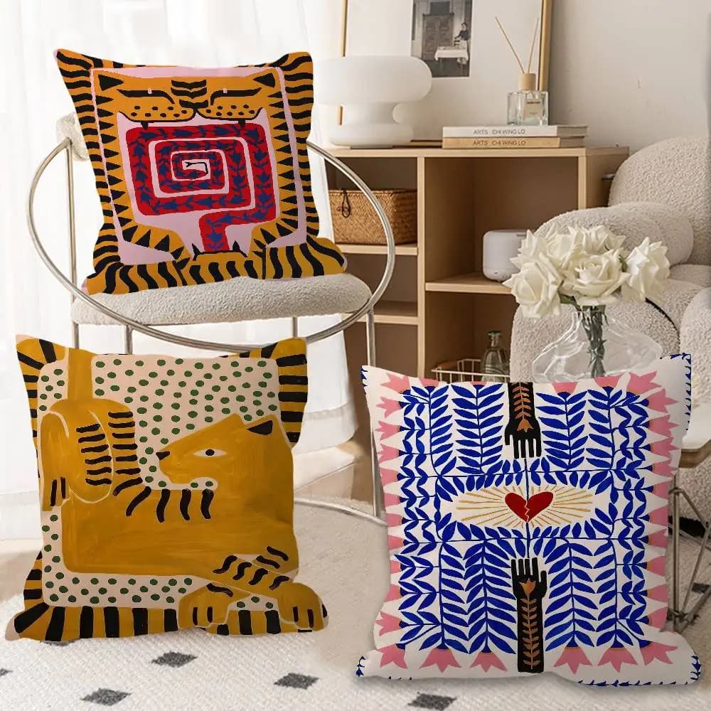 Fodera per cuscino con tigre astratta dell'antico Egitto, federa per cuscino da auto, per divano, auto, regalo di Natale, 40x40 cm, 45x45 cm