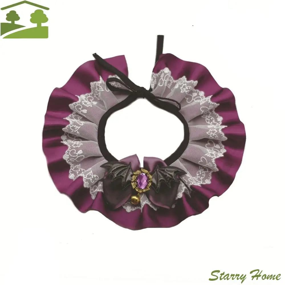Collana creativa in pizzo per cani e gatti di Halloween Collare in pizzo per animali domestici regolabile e carino Sciarpa con bavaglino per animali domestici piccoli e medi