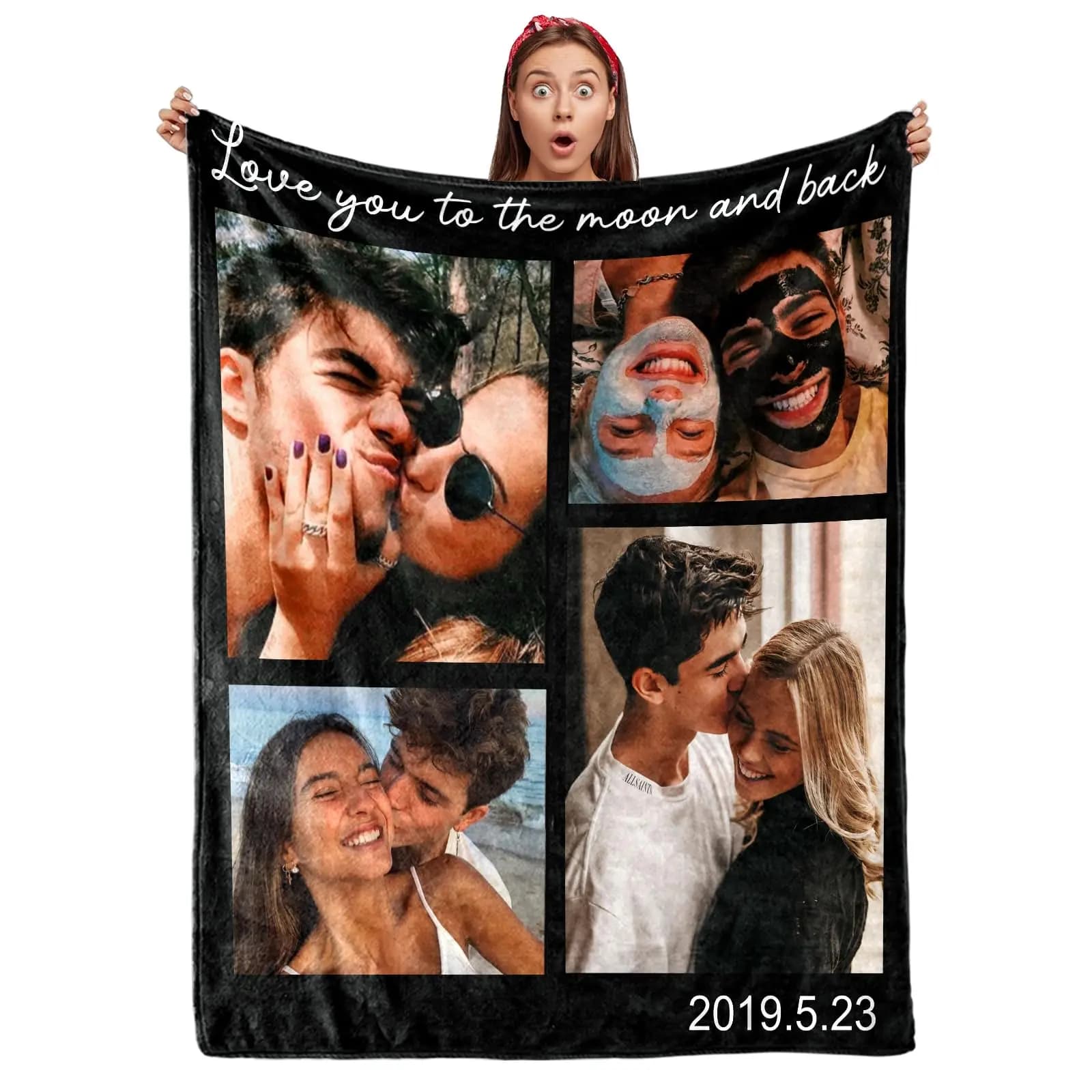 1PC Coperta personalizzata personalizzata Personale 4 Foto Coperta di flanella Compleanno Matrimonio Coppia Coperta regalo per le vacanze di San Valentino