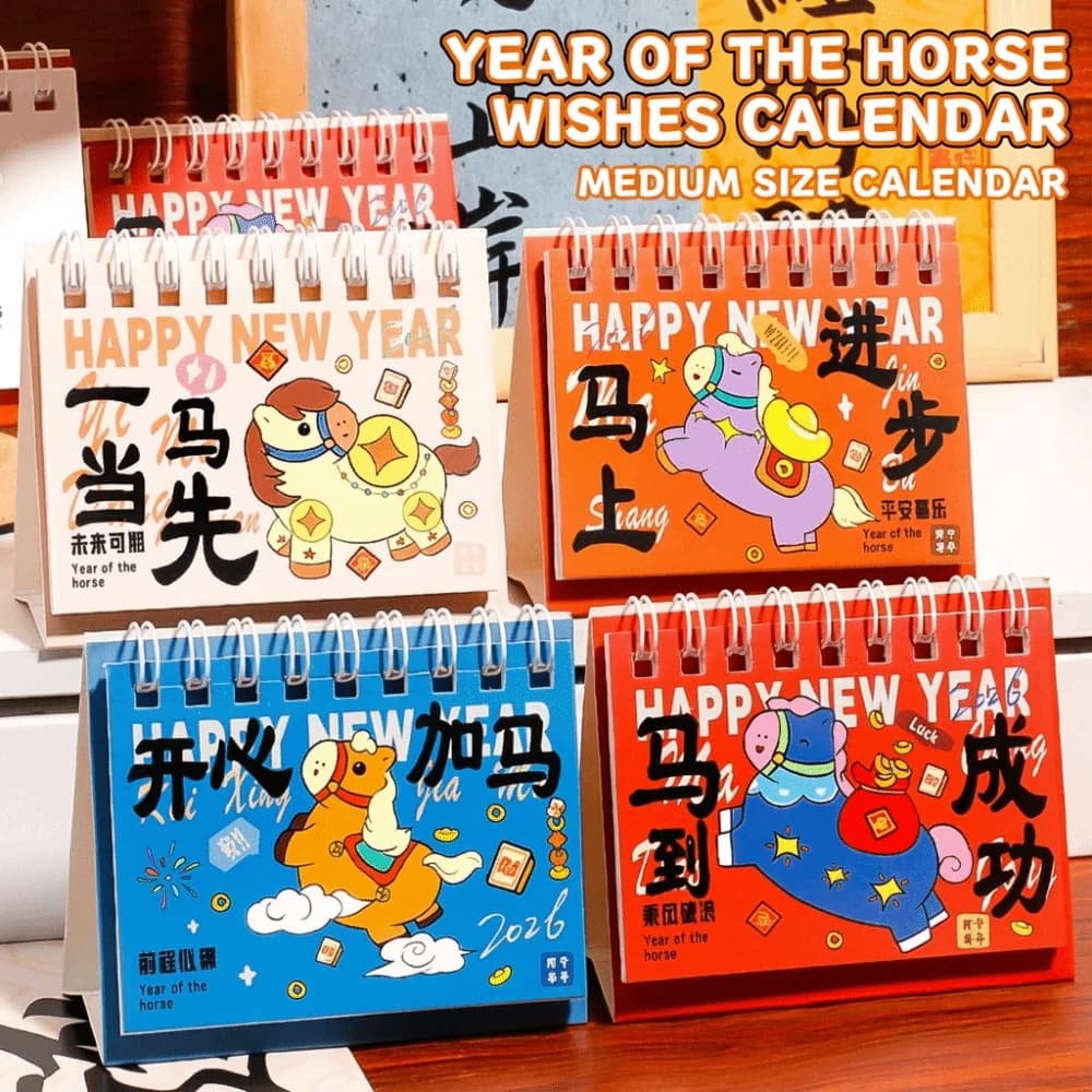 Mini calendario da tavolo in stile cinese, agenda multifunzione, pianificatore annuale, decorazione per la casa, agenda, organizer