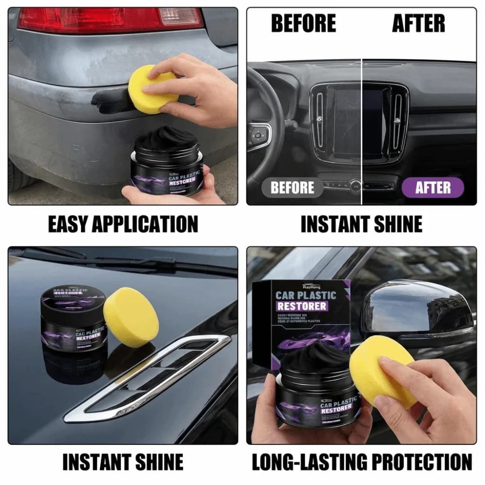 RAYHONG Car Plastic Restorer Leather/Rubber/Plastic Repair Long Lasting Auto Brightening Paste 50g Car Polishing Wax Dashboard