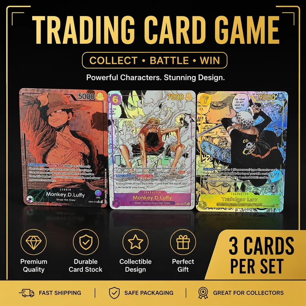Anime OPCG Monkey D Luffy Collection Card DIY Trafalgar Law SEC Refractive English Color Flash Battle Card Textured Fans Gifts