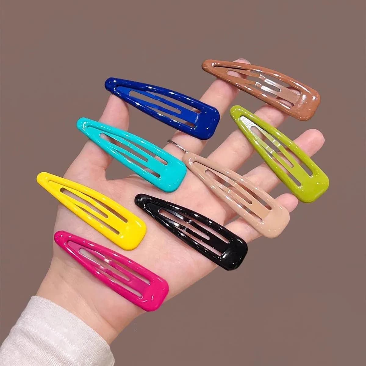 Nuove Mollette per Capelli a Goccia Grande in Resina Effetto Pastello (Confezione da 5 Pezzi) 2026 - Fermagli a Scatto Smaltati Color Crema per Ragazza