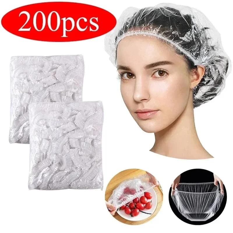 Disposable 100/200/500/1000 pcs shower cap extension for transparent beauty hair waterproof mesh shaped bathroom hat