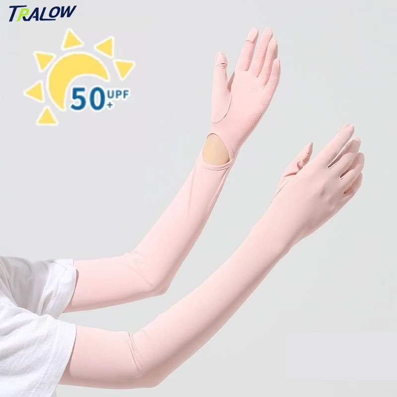 Guanti Lunghi TRALOW con Protezione UV per Uomo e Donna, Touchscreen, Copertura Completa delle Dita, Traspiranti per Guida, Ciclismo e Sport all'Aperto