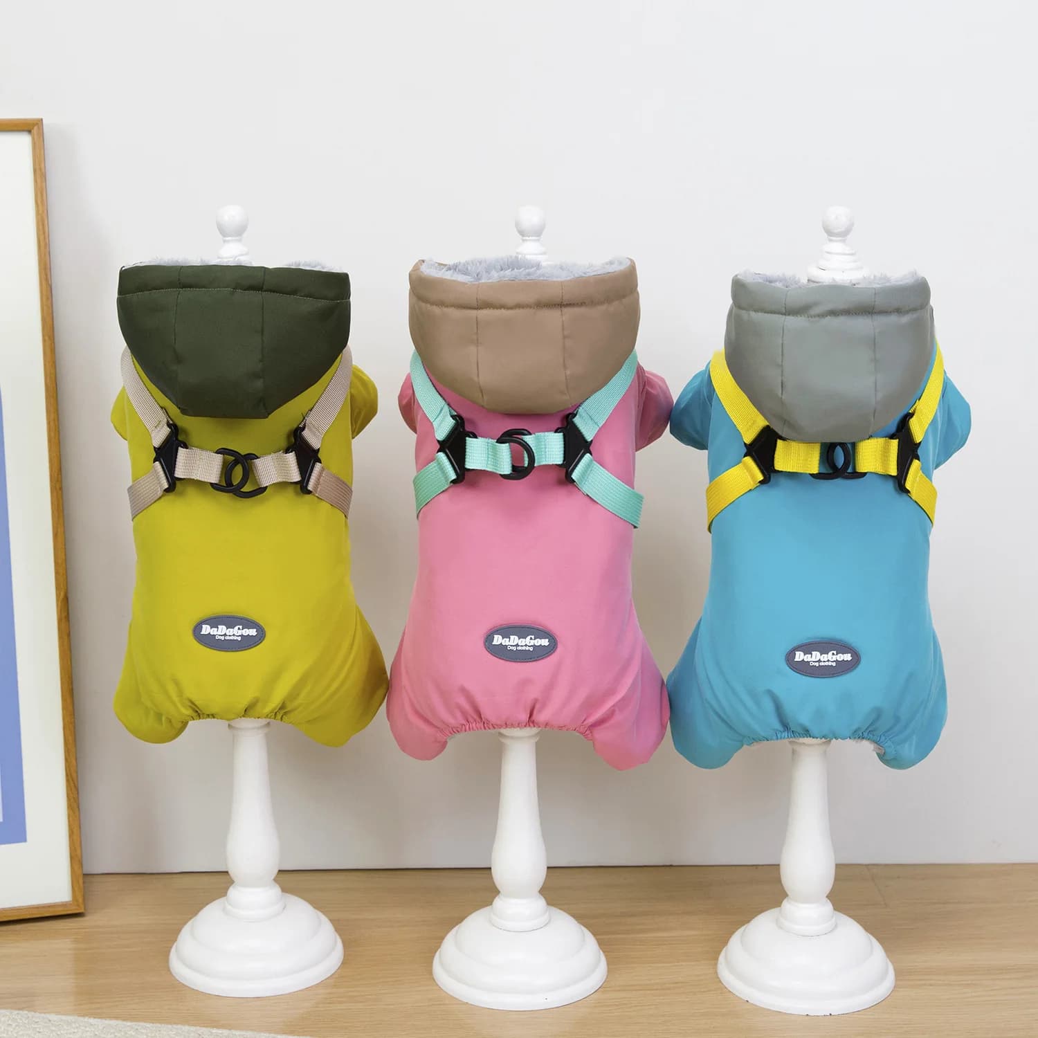 Dog clothes autumn and winter new clothing teddy pet clothes winter thickened 25 strap rope pull button four legs cotton coat