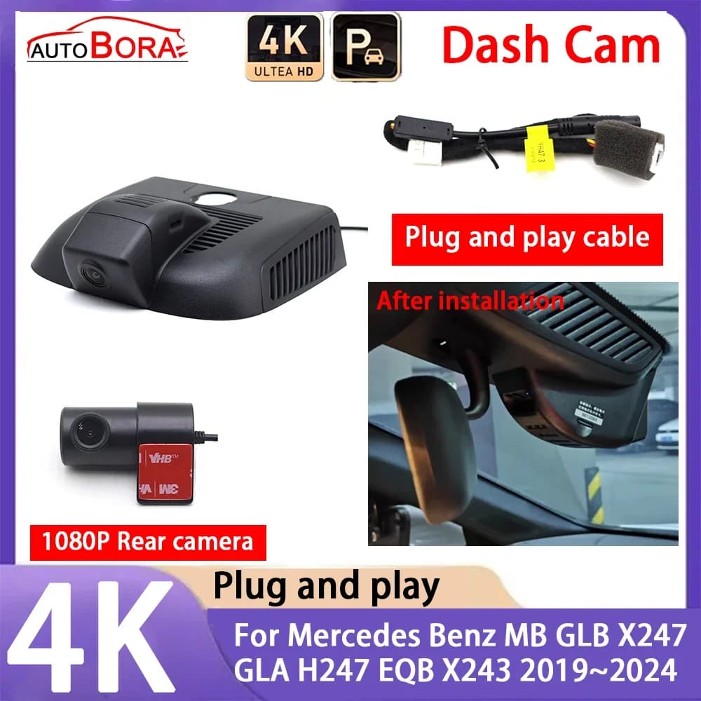 4K 2160P Plug and Play UHD Car Dash Cam Camera Night Vision for Mercedes Benz MB GLB X247 GLA H247 EQB X243 2019 ~ 2024
