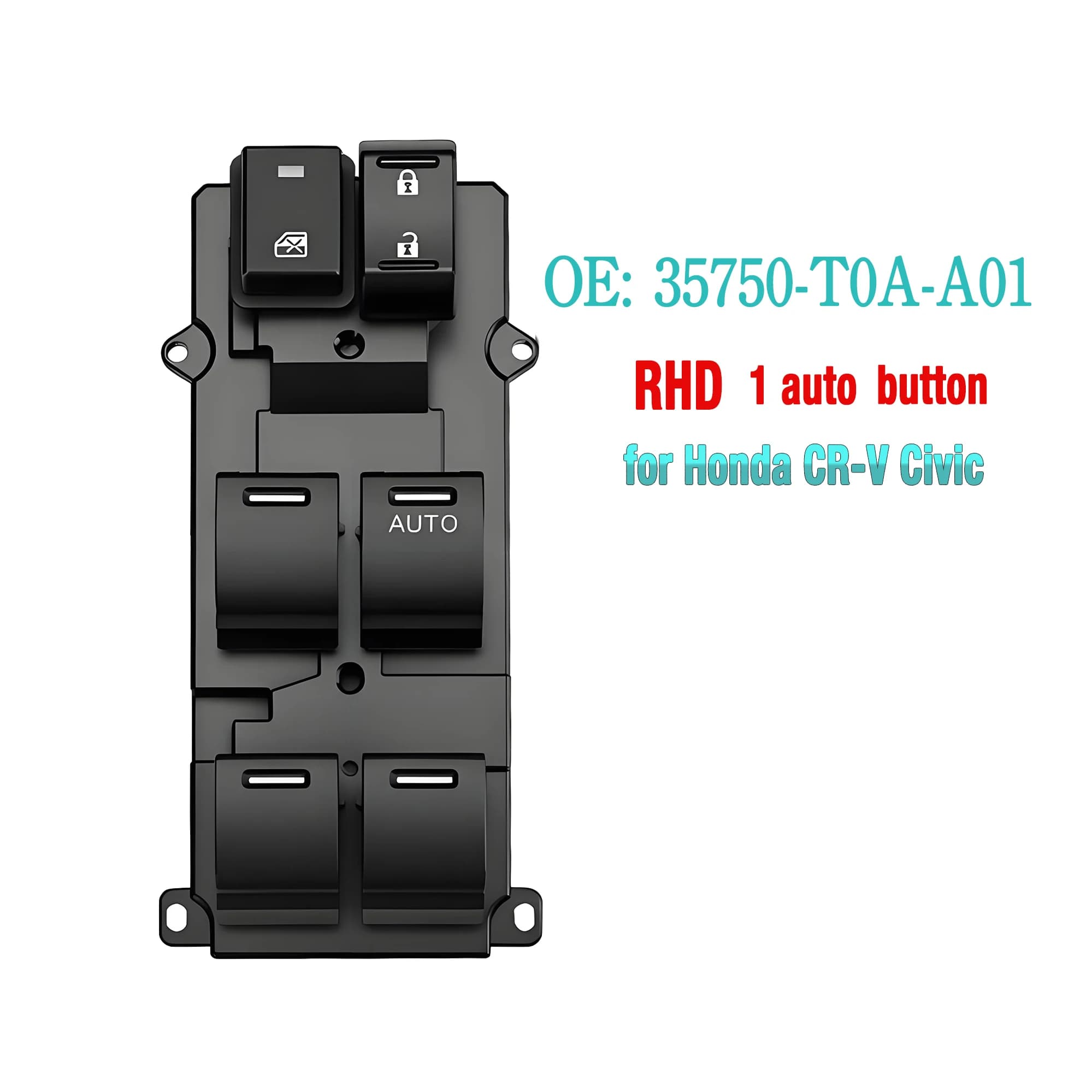 35750-T0A-A01 35750T0AA01 Per Honda CRV CR-V Civic 2011-2017, Interruttore Principale di Controllo Alzacristalli Elettrico Lato Guida Destro RHD
