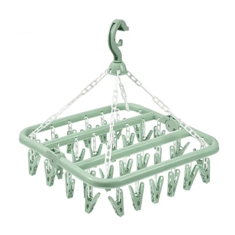 Hanger With 32 Clips And Drip Foldable Hanging Rack,Plastic Hanging Drying Rack For Clothes Underwear Socks Love Valentine