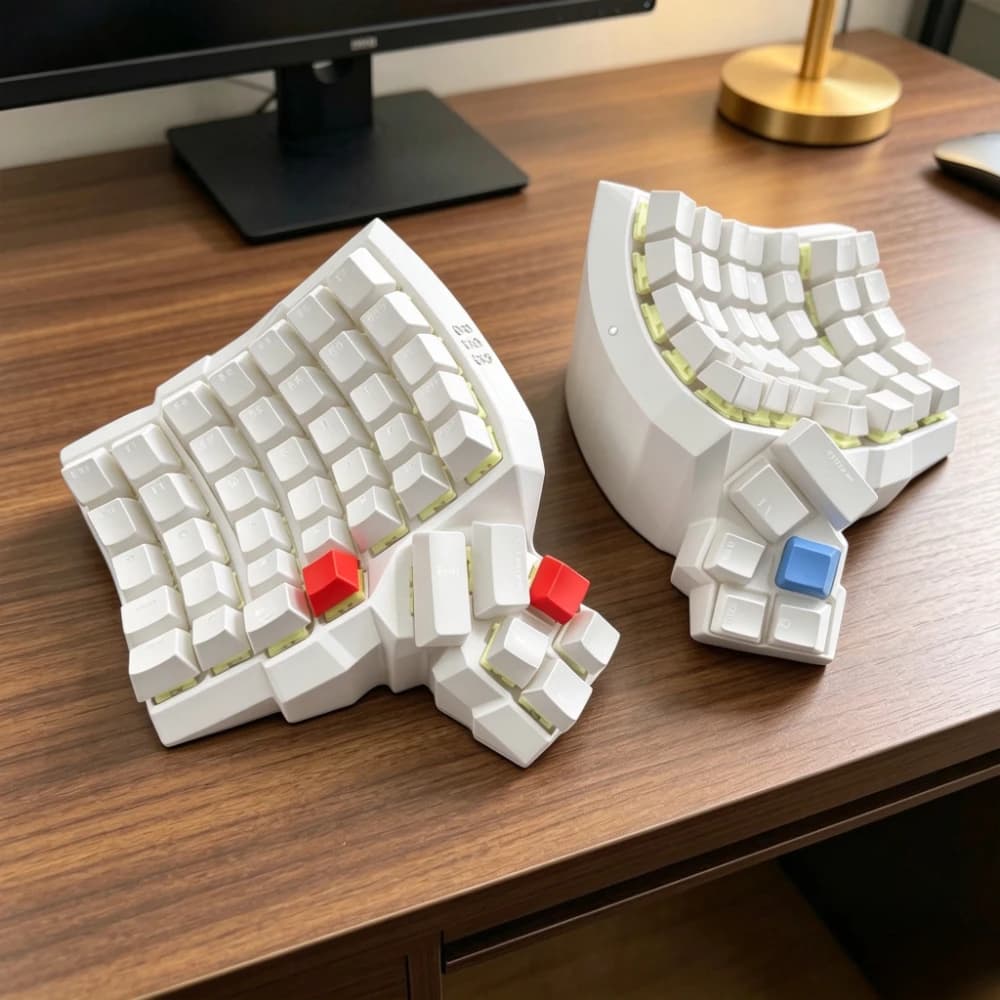 Tastiera Bluetooth Dactyl Manuform Split 86 Tasti Personalizzabile Hot-Swap Dual-Mode LED Wireless Curva ZMK Kit Accessori Gaming