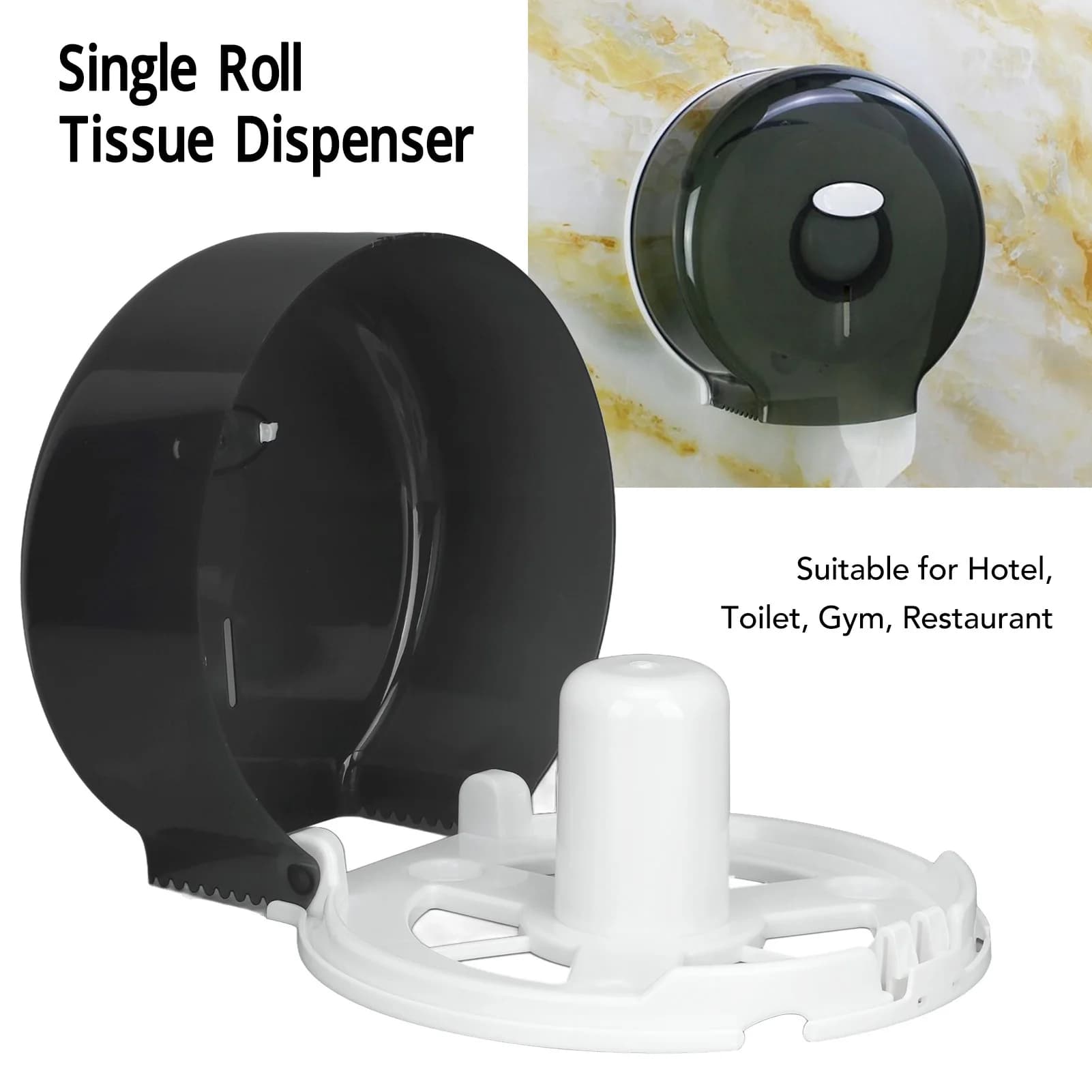 Dispenser di fazzoletti Jumbo Dispenser di fazzoletti a rotolo singolo Dispenser di fazzoletti Jumbo rullo di carta igienica per Bar dell'hotel nero trasparente