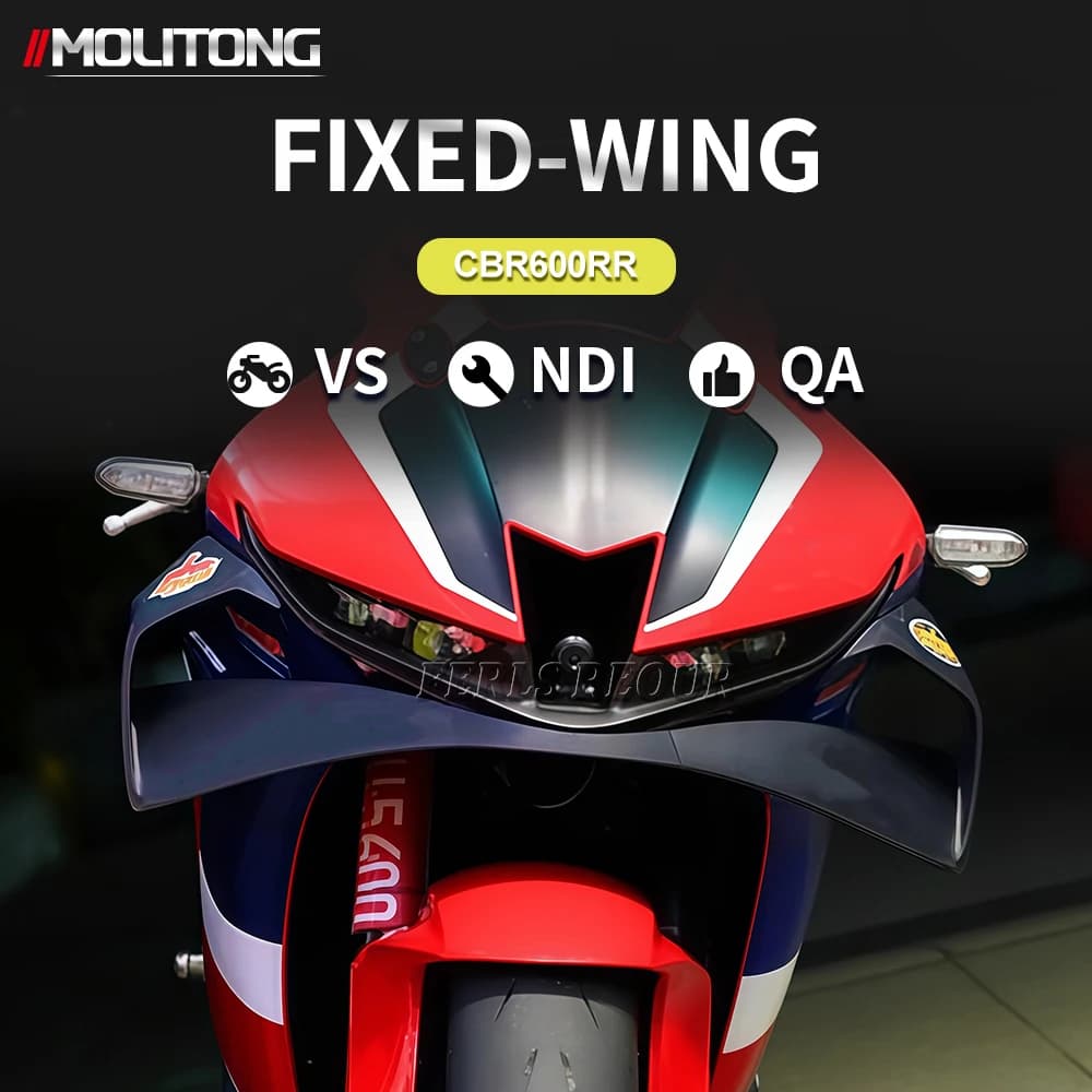 Kit spoiler anteriore stile pista per CBR600RR 2020-2025 - Ala fissa aerodinamica, montaggio su carenatura, aletta per moto