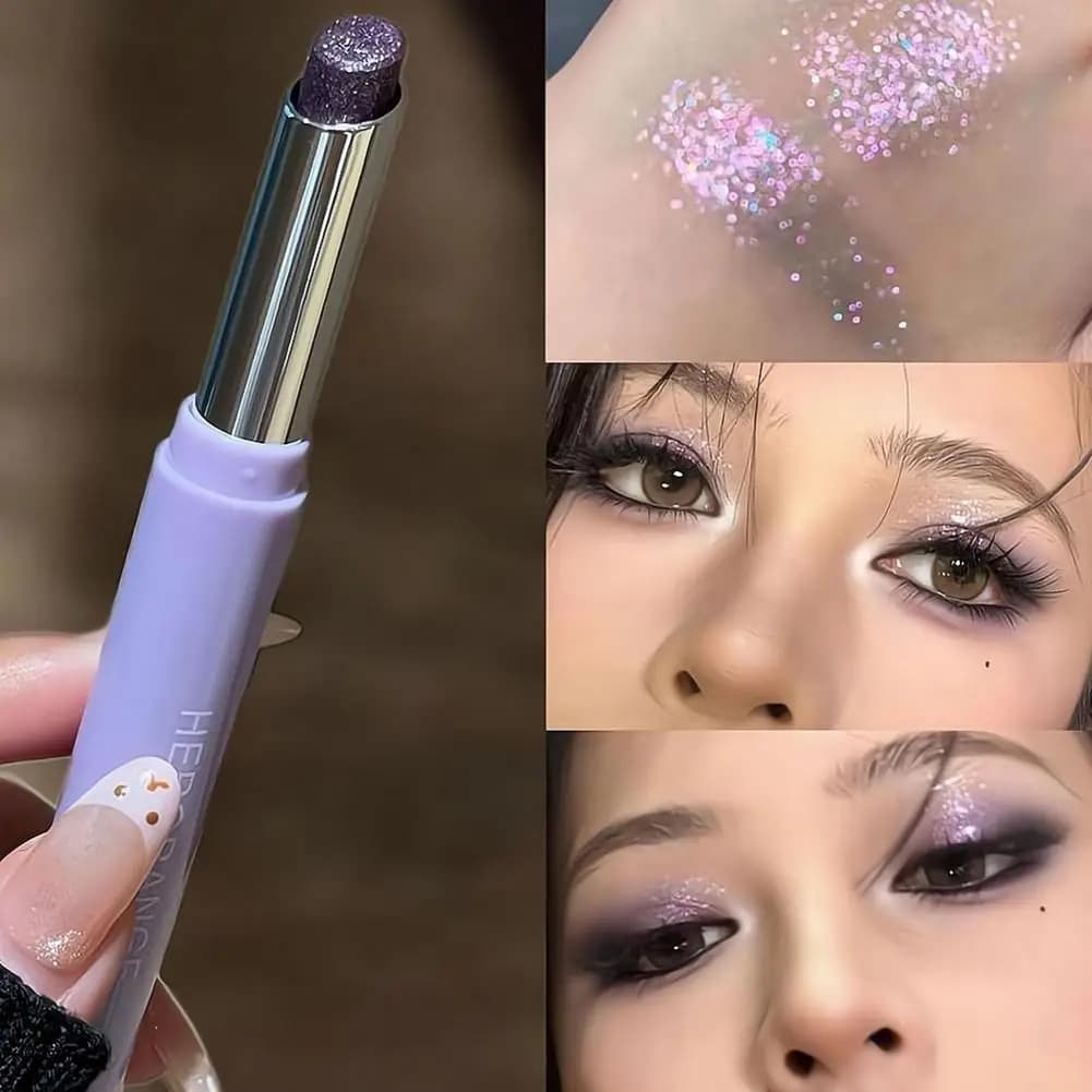 Herorange Shimmer Highlighter Eyeshadow Pen Punk Purple Glitter Pearlescent Eyeshadow Stick Lasting Metallic Eye Shadow Makeup