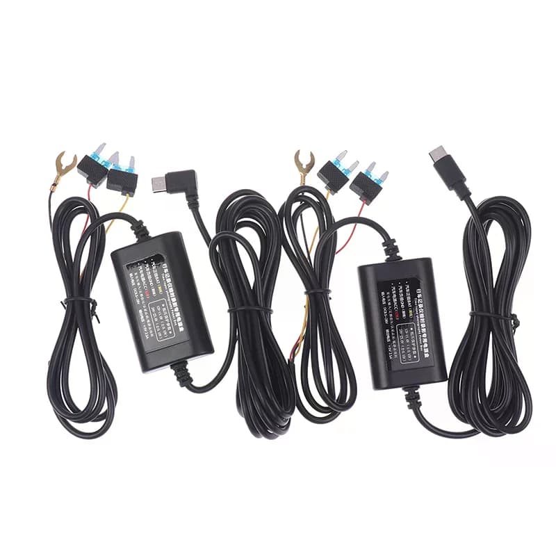 12-24 V to 5 V 2.5 A Dashcam Car Hard Cable Kit for DVR Camera with Low Voltage USB Type C Protection