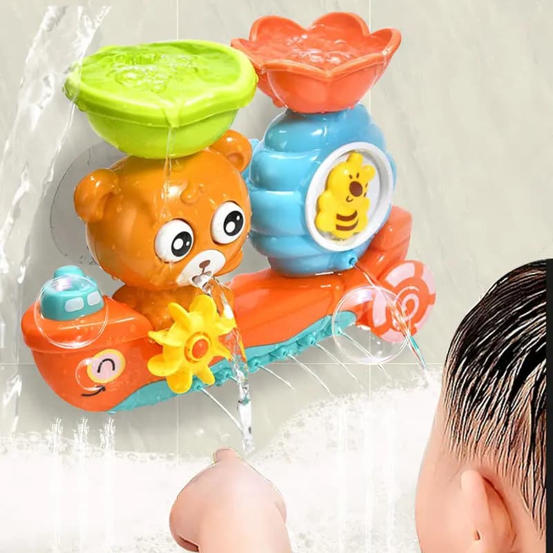 Interactive Bear Bath Toy with Suction Cups -Fun Colorful Water Play Learning Toys for Toddlers,Ideal for Bath Time Fun