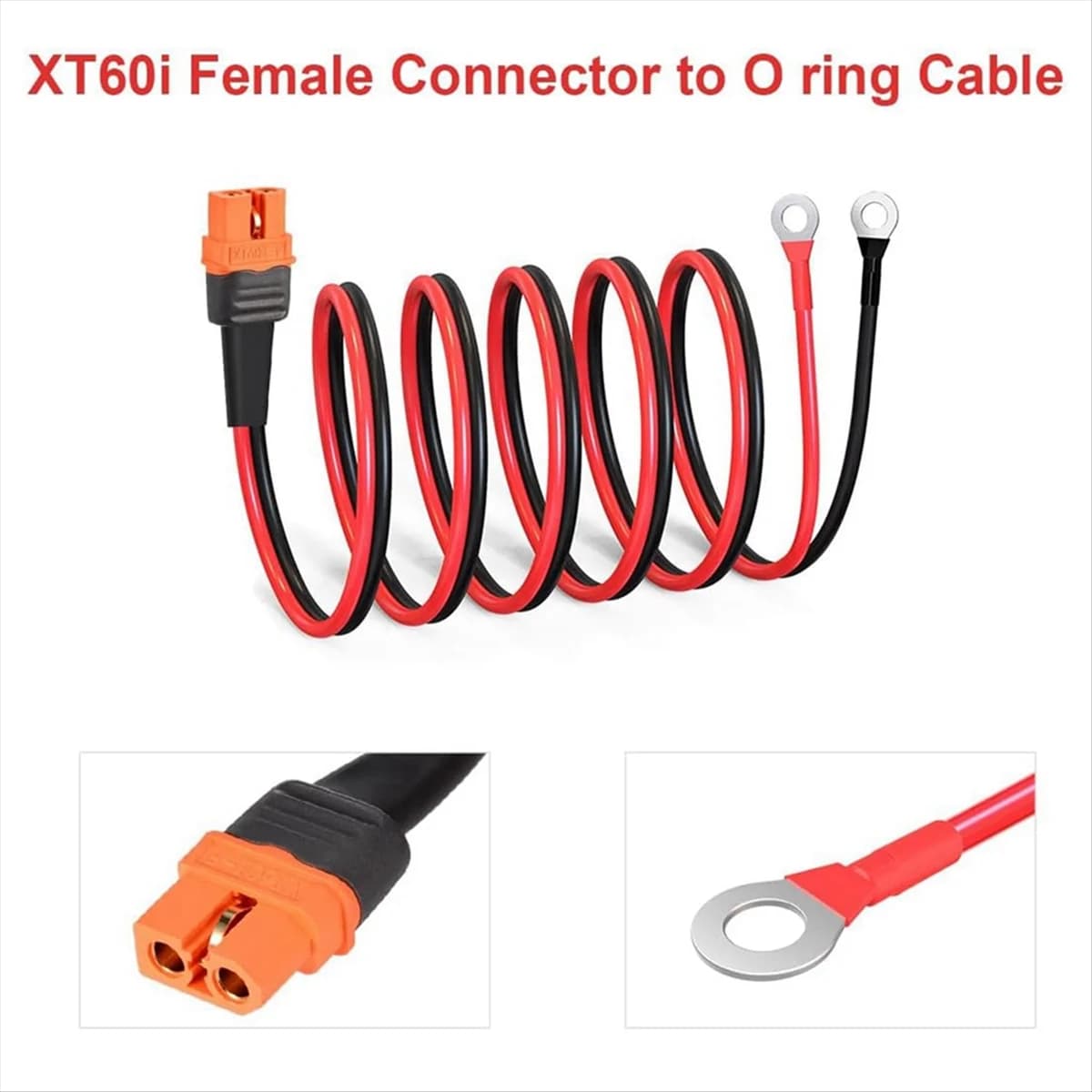 ABFKL 12AWG XT60i Femmina a O Ring Connettore per Batteria RC Stazione di Energia Solare Portatile e Pannello Solare 100 CM