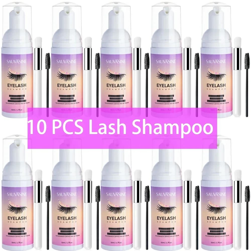 Kit shampoo detergente per extension ciglia Mousse Set di schiuma per rimozione colla per trucco rapido per donne Pulizia profonda con pennello
