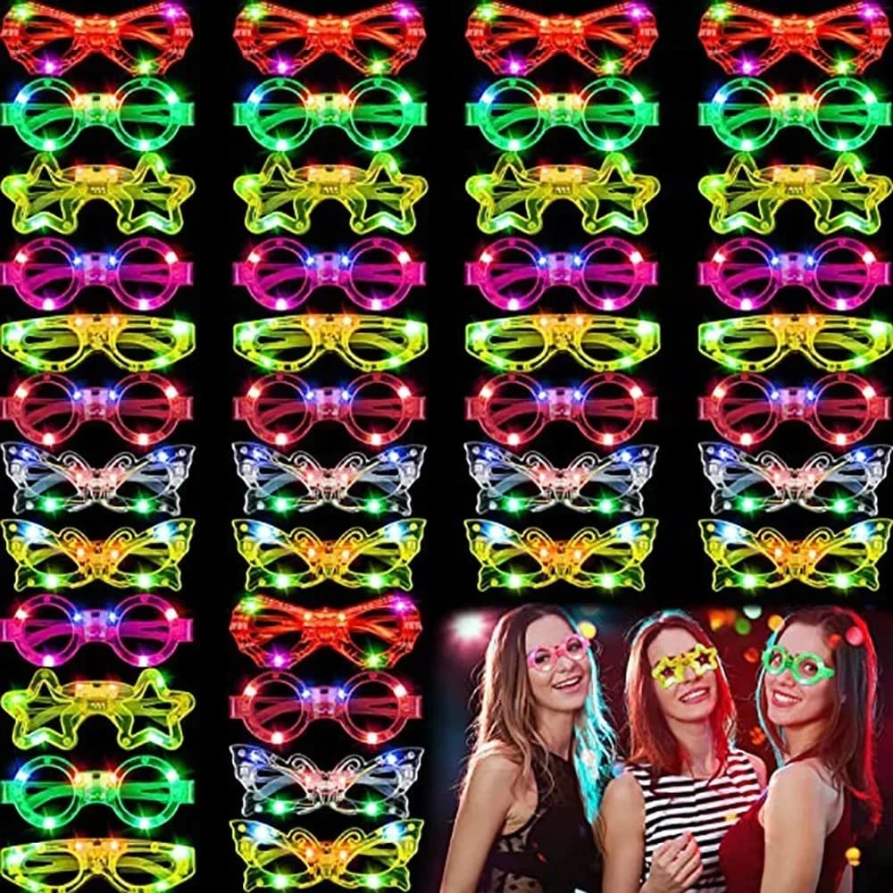 Occhiali da stella per feste multicolori lampeggianti a LED Occhiali da sole illuminati al neon Occhiali luminosi luminosi Giocattoli per adulti Bomboniera per bambini