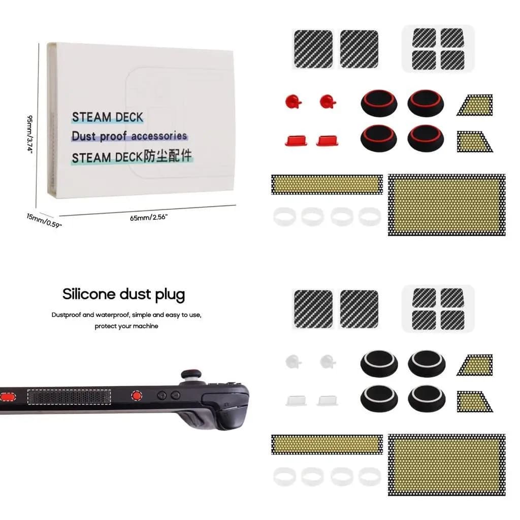 31BA 26 in 1 Gaming Accessories Set Host Protections Including Dust Filters & Button Trackpad Stickers for Steam Deck