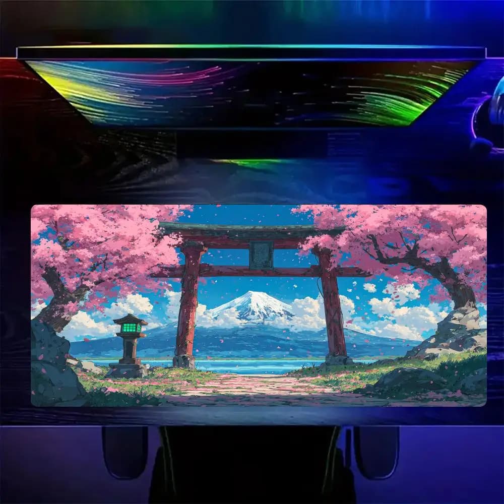 Tappetino per mouse con paesaggi in stile anime giapponese, tappetini da gioco, tappetino da scrivania antiscivolo, tappetino per mouse con bordo cucito, stampa HD, tappetino da ufficio