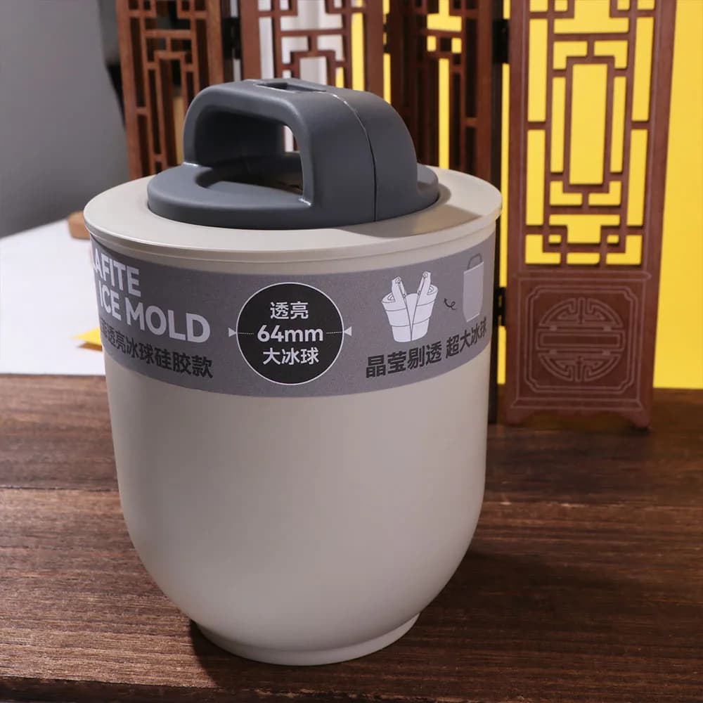 Stampo per Sfere di Ghiaccio Grandi e Trasparenti per Whisky, Facile da Sformare, in Silicone, 64mm, per Alimenti, Vassoio per Ghiaccio a Sfera, Estivo
