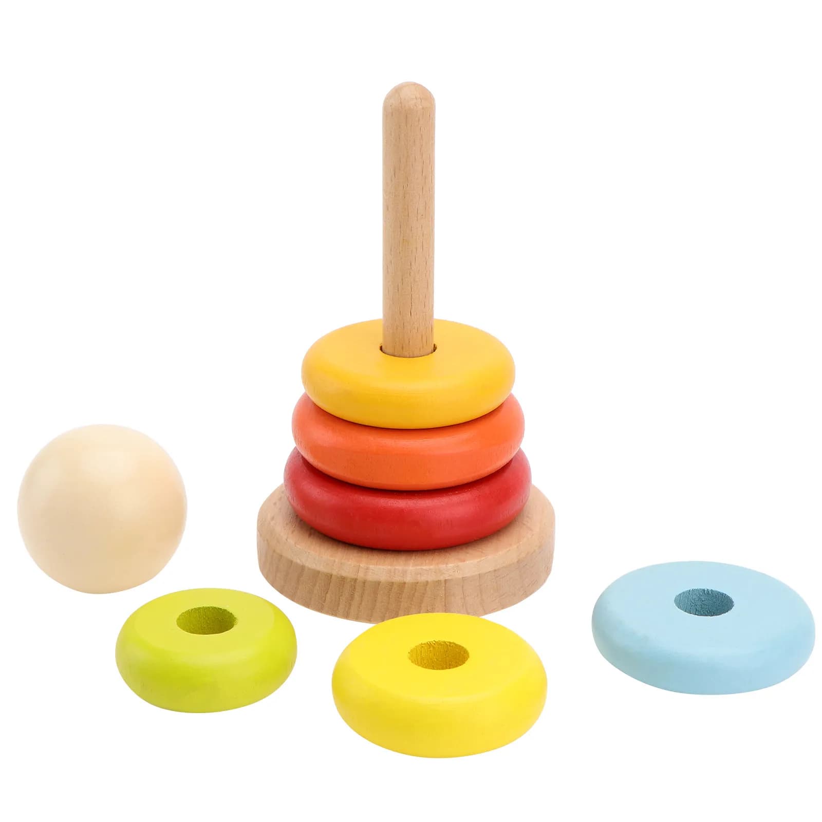 1Set Wooden Rainbow Color Stacking Blocks Educational Preschool Kids Early Learning Games Cognitive Development