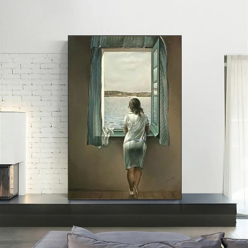 Salvador Dali Donna alla finestra Dipinti su tela Poster e stampe Immagini artistiche da parete per l'arredamento del soggiorno (senza cornice)