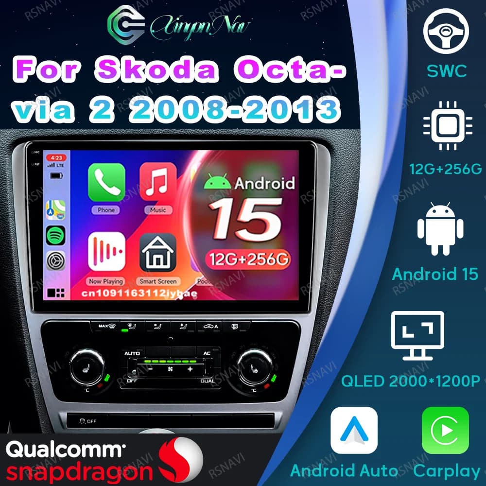 Android 15 Autoradio Per Skoda Octavia 2 2008 2009 2010-2013 Alfa Romeo 159 Mercedes W211 Portachiavi Auto Deodoranti WIFI + 4G BT