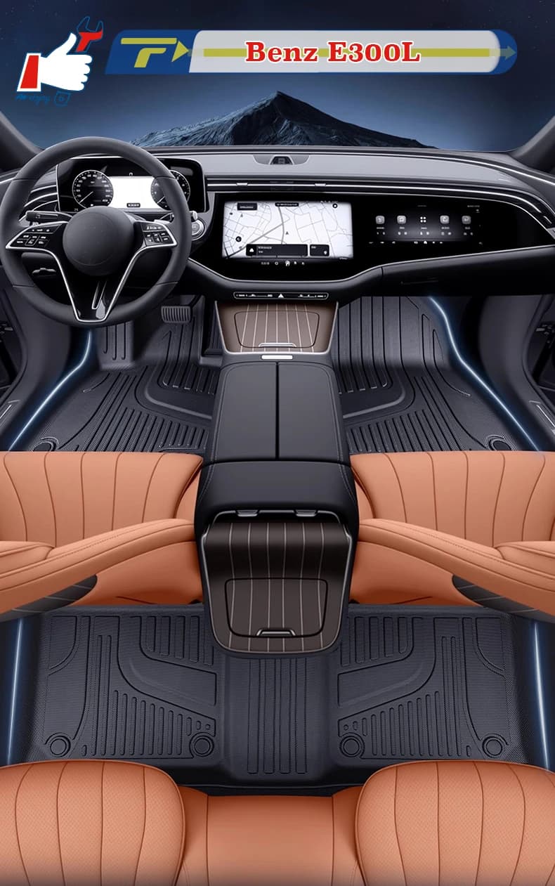 Car mat with left guide for Benz E300L Fully surrounded foot Mat Floor Mat Waterproof Mat