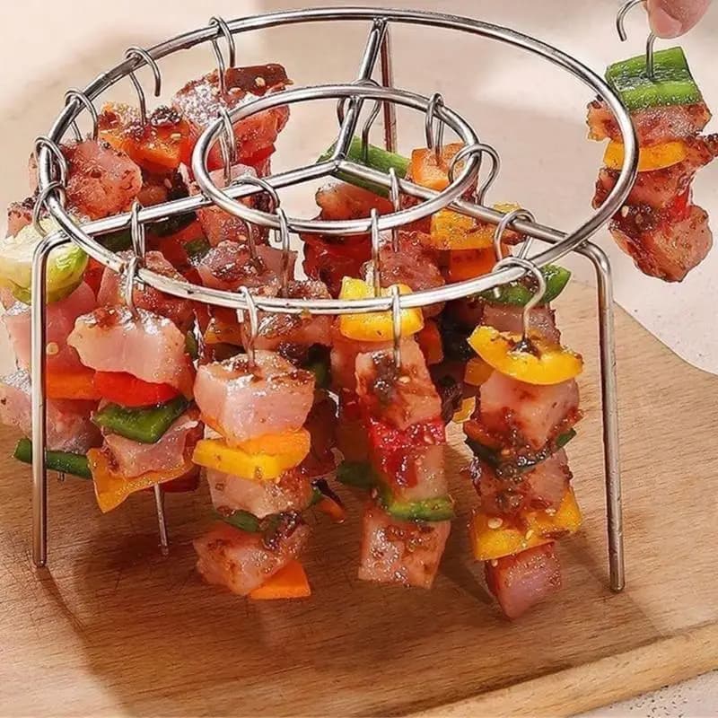 Strumento per barbecue da cucina con supporto per spiedini portatile per pentole a pressione e friggitrici Q5WC