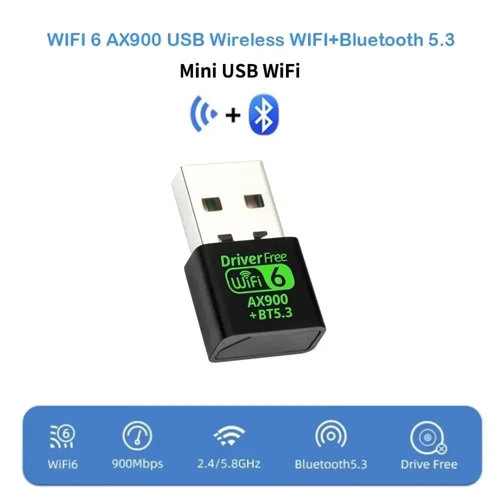 AX900 WiFi 6 Wireless Bluetooth 5.3 WiFi Adattatore USB Scheda di rete Antenna Wi-Fi 2.4G e 5GHz Wlan Ricevi driver gratuito