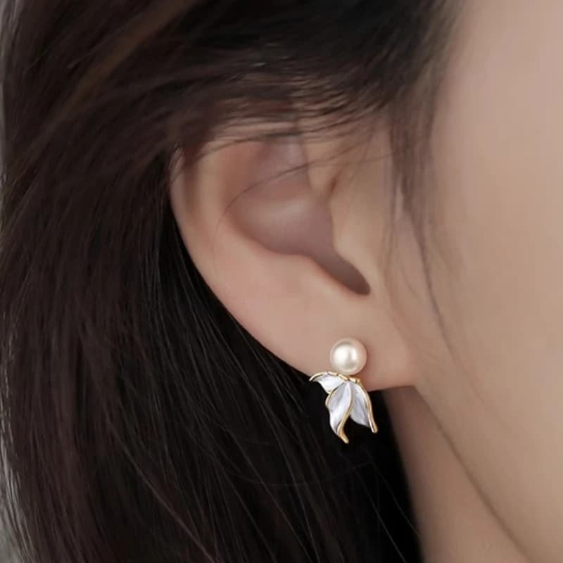 Orecchini a Perno Geometrici in Argento Sterling S925 con Perle Imitate a Coda di Pesce per Donne, Gioielli Raffinati di Lusso, Accessori Vintage
