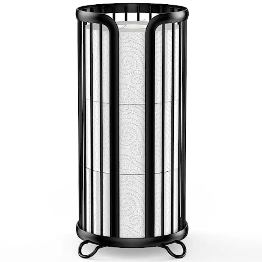 Portarotolo da terra per carta igienica, organizer minimalista per rotoli giganti - Nero moderno