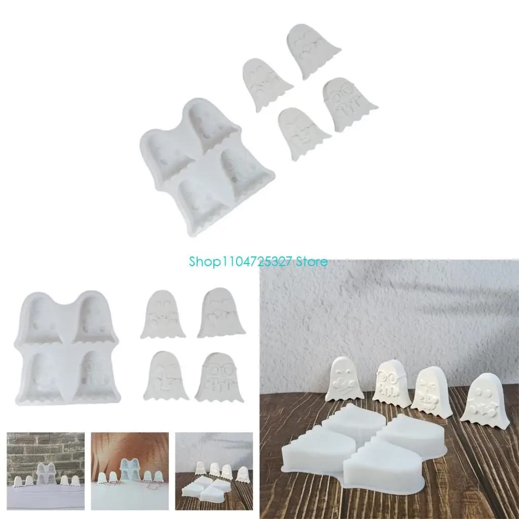 D8KF Ghostly Silicone Candle Molds Food Safe Silicone Easy Demolding For Crafting Candle Soap Epoxy Resin Home Decoration