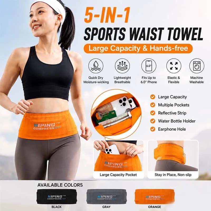 Running Waistband Invisible Anti-slip Phone Holder Multi Pocket Belt Bag for Fitness Morning Running Cycling Unisex Lightweight
