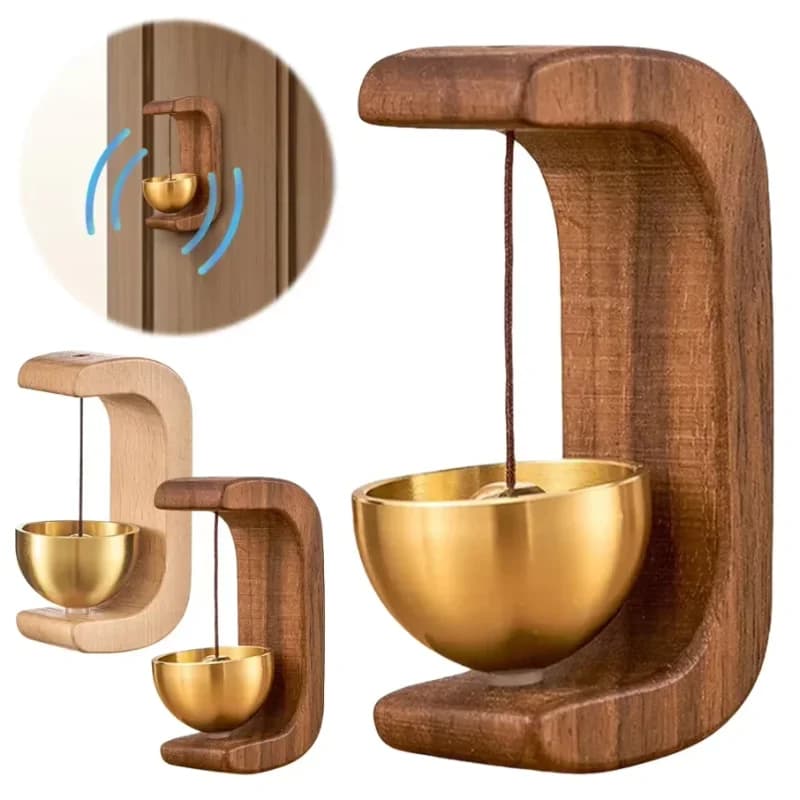 Wooden Wind Chimes Hanging Ornament Decorative Door Bell Wireless Doorbell Entrance Home Wall Hanging Housewarming Holiday Gift