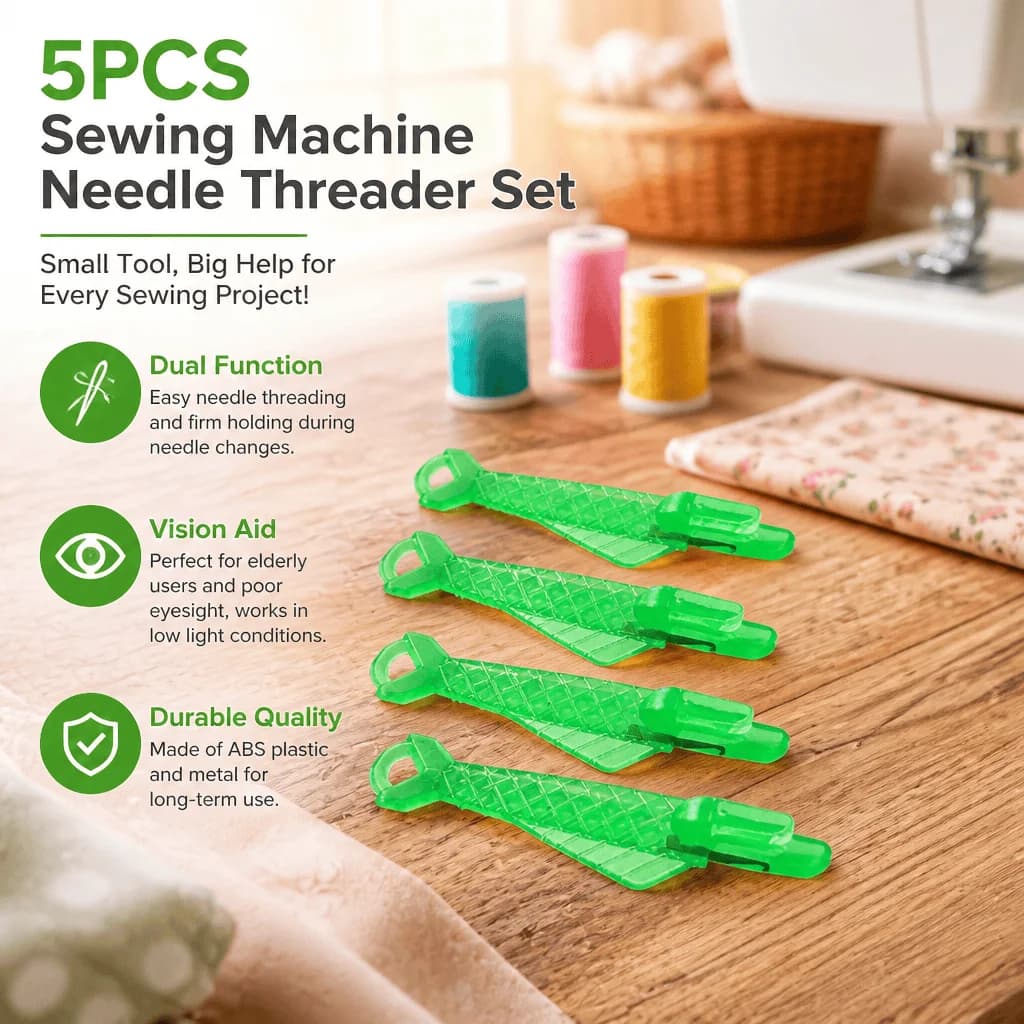 Needle Threader Sewing Machine Accessory Dual Function Automatic Threader For Elderly Low Vision Multi-Piece DIY Sewing Helper
