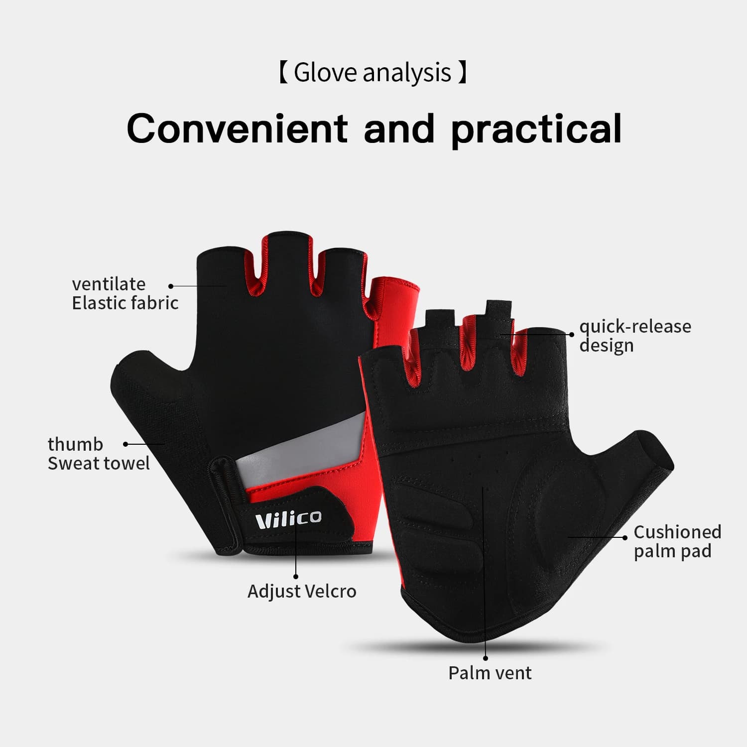 Fitness Cycling Gloves Half fingers in Microfiber Resistant to Wear and Absorbing Wheels for Open Sports, Cycling, Training and Gym