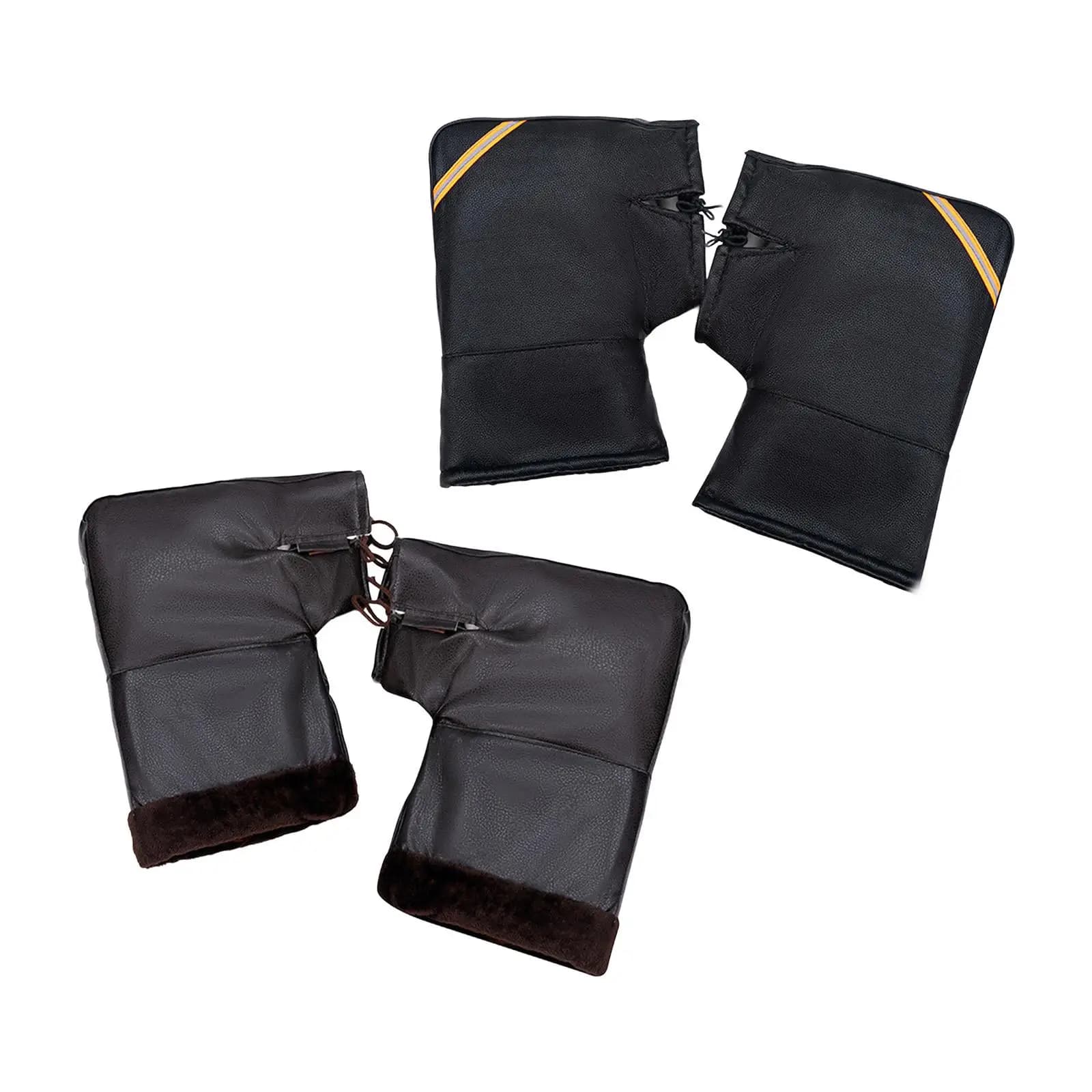 Guanti da manubrio per moto Guanti in pelle PU spessi universali scaldini invernali Guanti con copertura termica per bici motoslitta