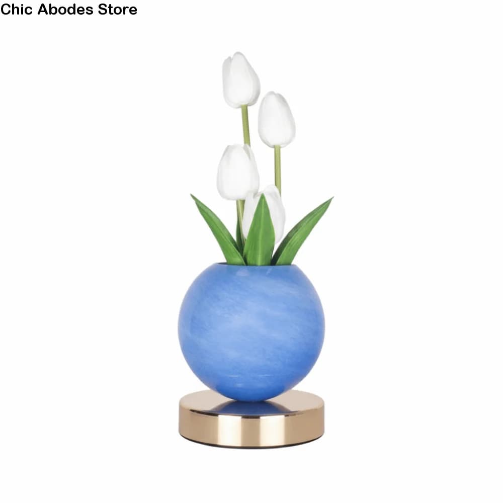 Lampada da Tavolo LED a Forma di Tulipano Ricaricabile USB, Dimmerabile al Tocco, con 3 Colori Cangianti, Fiore Artificiale