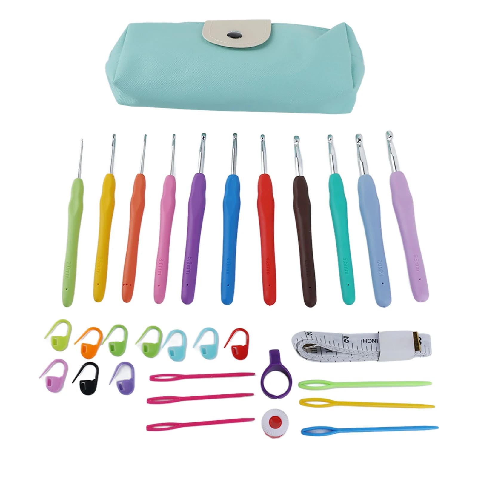 31 Piece Crochet Hooks Set Professional Ergonomic Crochet Hooks with Storage Case for Blankets Hats Rugs Pillows