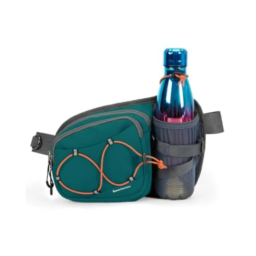 Marsupio Idratazione con Portaborraccia, Marsupio Grande da 2L per Corsa, Escursionismo, Passeggiate con il Cane, Marsupio a Tracolla Resistente all'Acqua