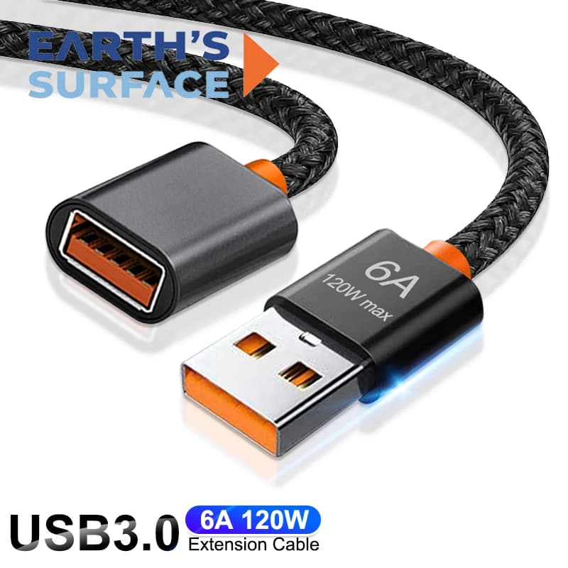 6A 120W USB 3.0 Extension Cable for Smart Laptop PC TV Xbox High-Speed Data Transfer Extender Cord USB Fast Transfer Data Cables