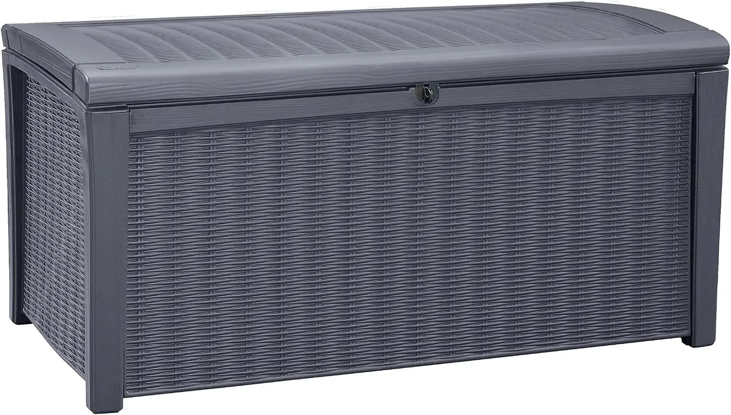 110 Gallon Outdoor Storage Deck Box Lockable Waterproof Resin Container Box Patio Bench Furniture Cushion Tool Pool Storage Organizer Bin Rattan Texture