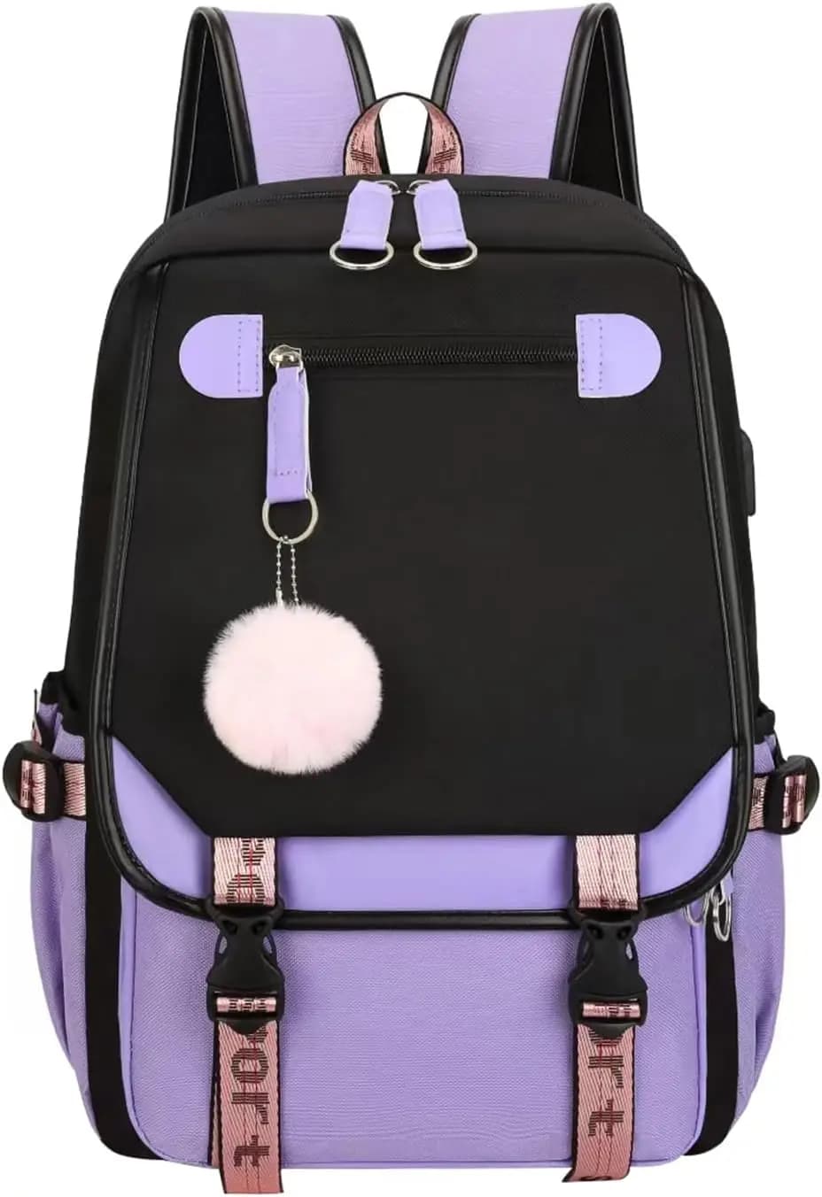 Zaino scolastico per bambini con porta di ricarica USB, viola, 21 litri