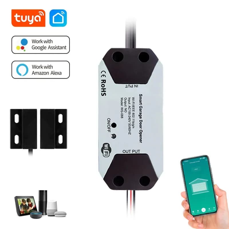 Tuya Garage Door Controller Smart Home Automatic WiFi Opener for Alexa Google Assistant Voice Control App Remote control