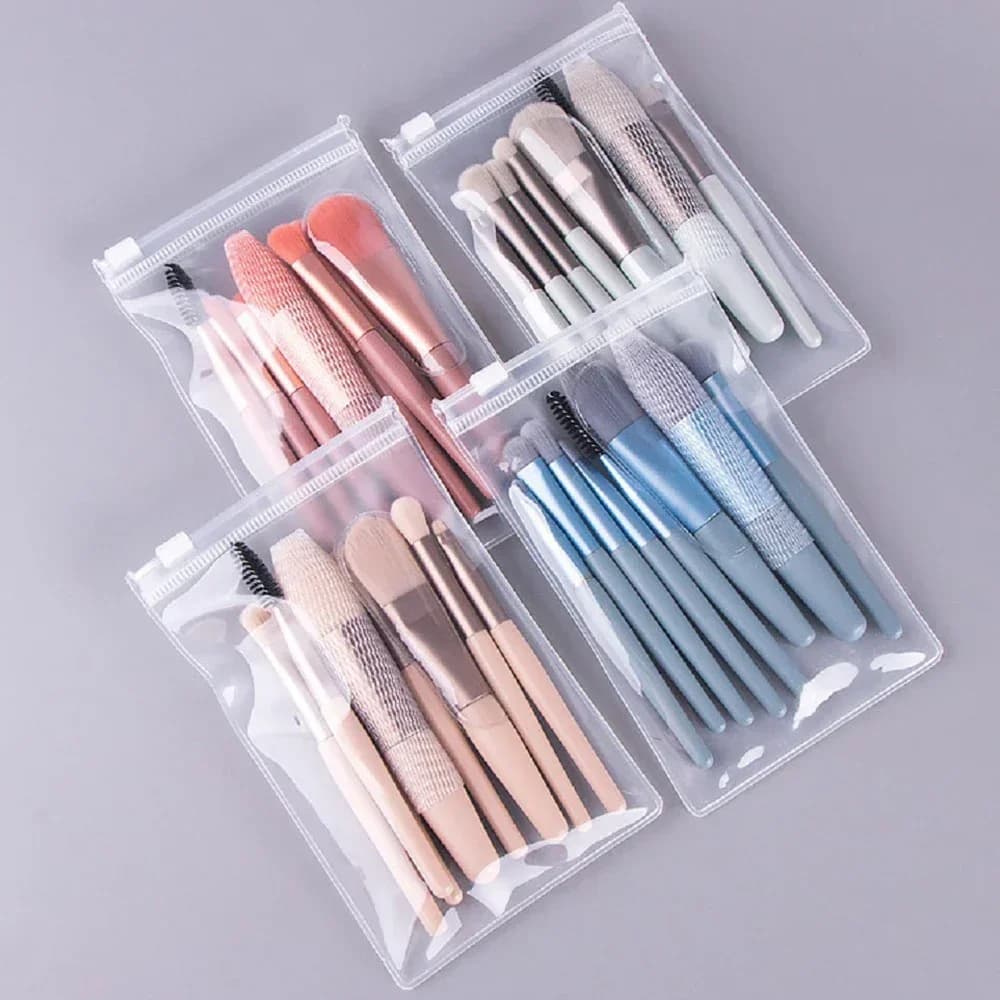 New Set of 8 Makeup Brushes, Corrector Brush, Blush Brush, Cipria Brush, Umbrella Brush, Illuminating Brush, Fondotinta Brush, Beauty Tools