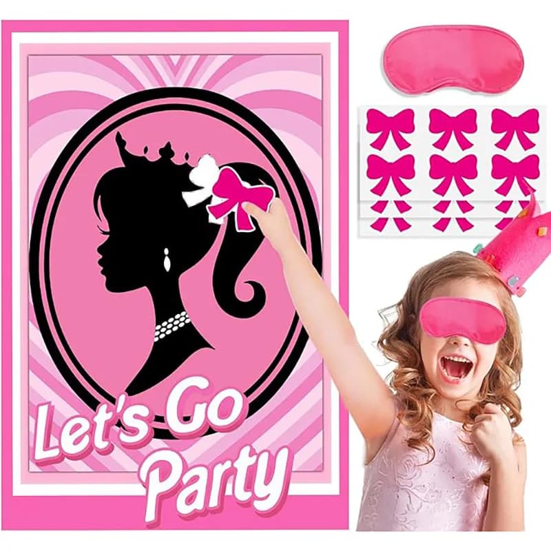 1set Pink let's Go Party Theme Paper Poster Princess Bingo Game Stickers for Girl Birthday addio al nubilato bomboniere decorazione